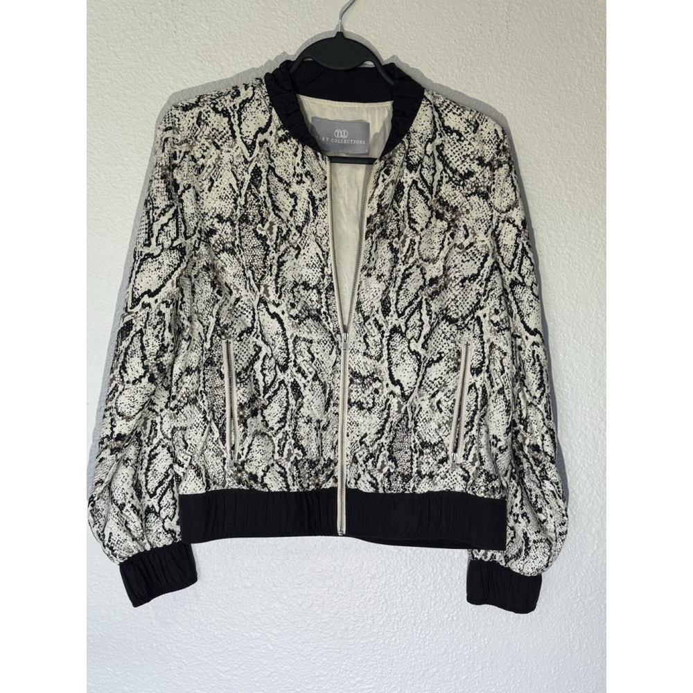 Snakeskin Print Short Bomber Jacket Chic Zip Up Street Style Fast Collectives